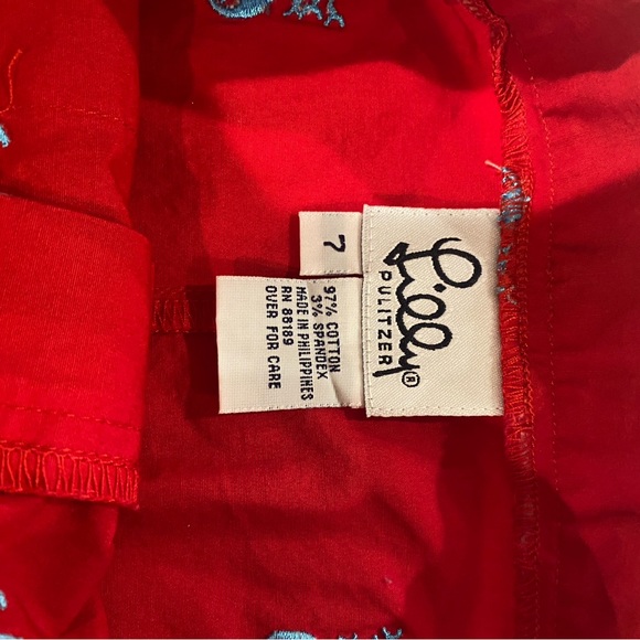 Lilly Girls Skirt size 7.  Bright red with blue lobsters. - Picture 2 of 2